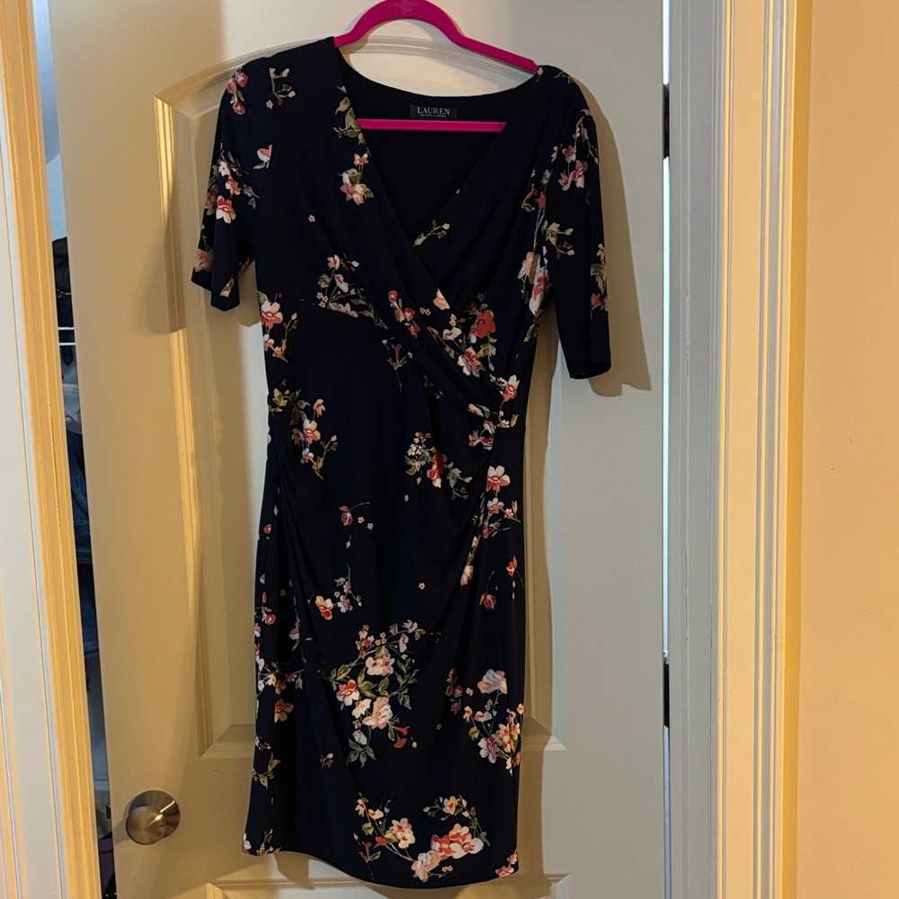 Ralph Lauren Navy Floral Midi Dress